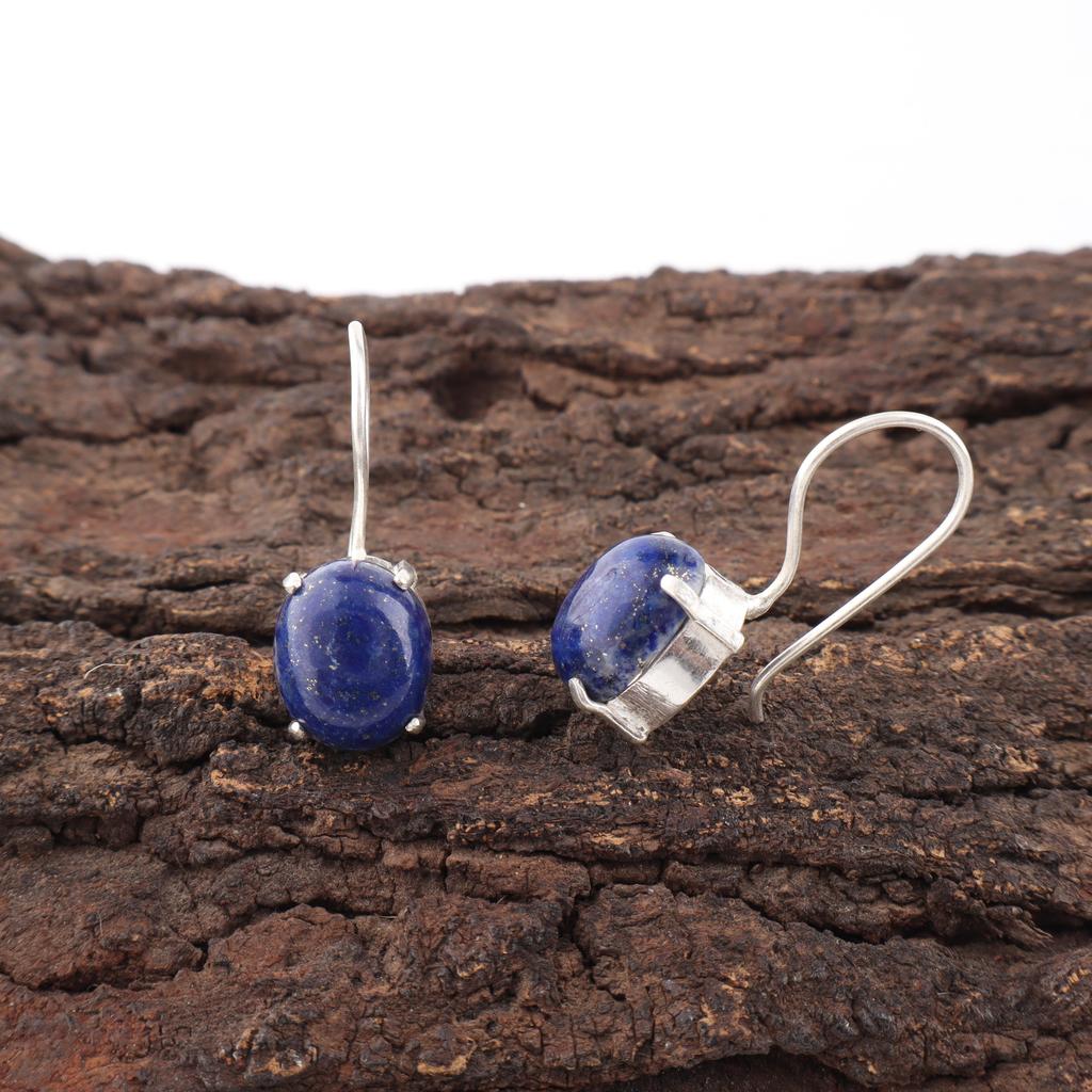 Lapis Lazuli Earrings Handmade Gemstone Jewelry, 925 Solid Sterling Silver Earrings, Unique Design Jewelry Earrings