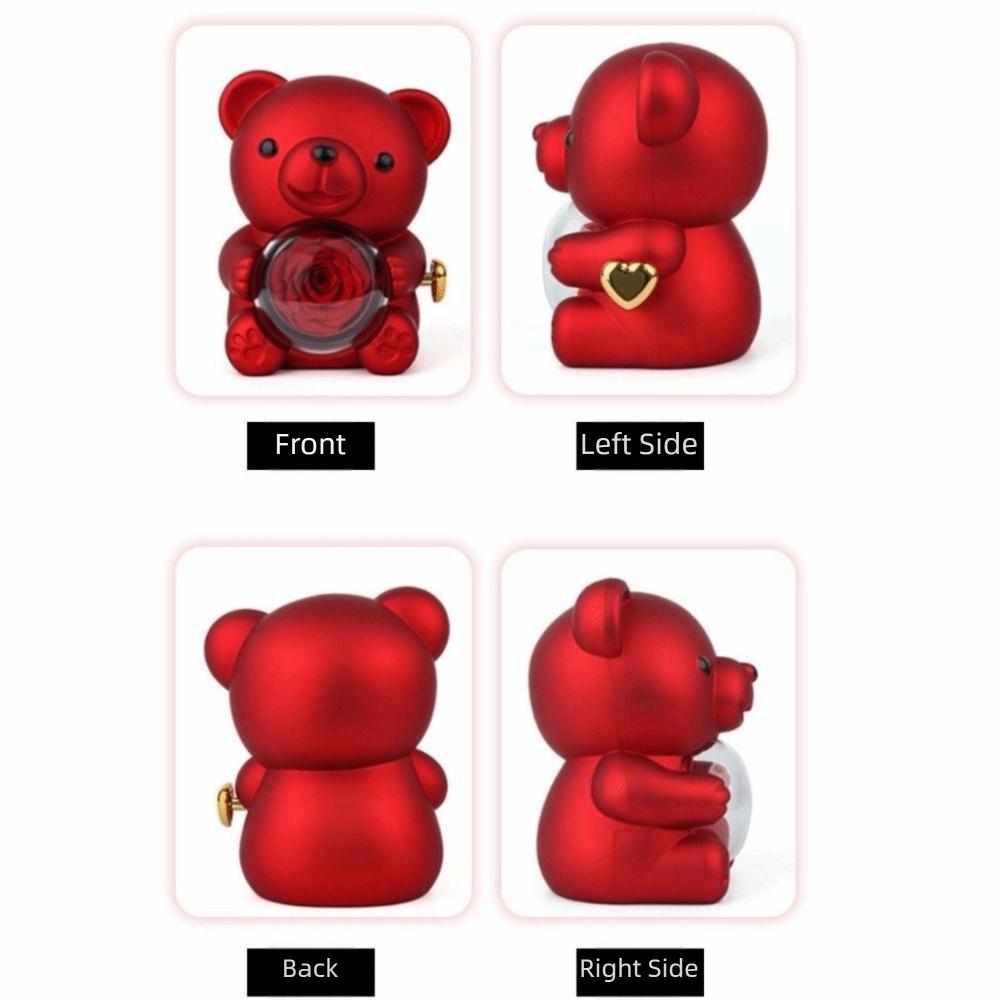 Schmuckschatulle in Bärenform aus Kunststoff Romantische Rosenbär-Geschenkbox Elegante Geschenkbox Jubiläumsgeschenk