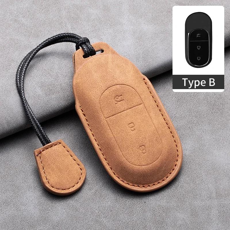 

Leather Car Remote Key Case Cover For Leapmotor T03 S01 C11 For Leapmotor C01 T03 S01 C11 Auto Key Shell Fob Keychain