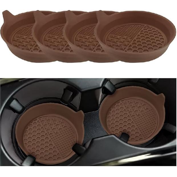 Mandark 4PCS Car Cup Holder Coaster, Silicone Anti-Slip Vehicle Ert Water Bottle Mat, Automotive Interior Ulation Drink Cup Pad Decor Accessories,