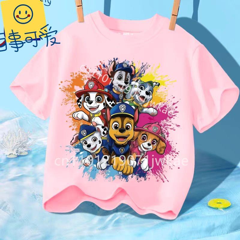 Kids Paw Patrol Cartoon Graphic Baby T Shirt Cotton Casual Short Sleeve Tee Boys and Girls 2026 Summer Toddler Clothing Tops