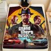 1 buc. Pătură din flanelă cu imprimeu Grand Theft Auto, Calitate înaltă, Pentru toate anotimpurile, Decor acasă, Căldură și confort, Perfectă pentru cadouri de Crăciun