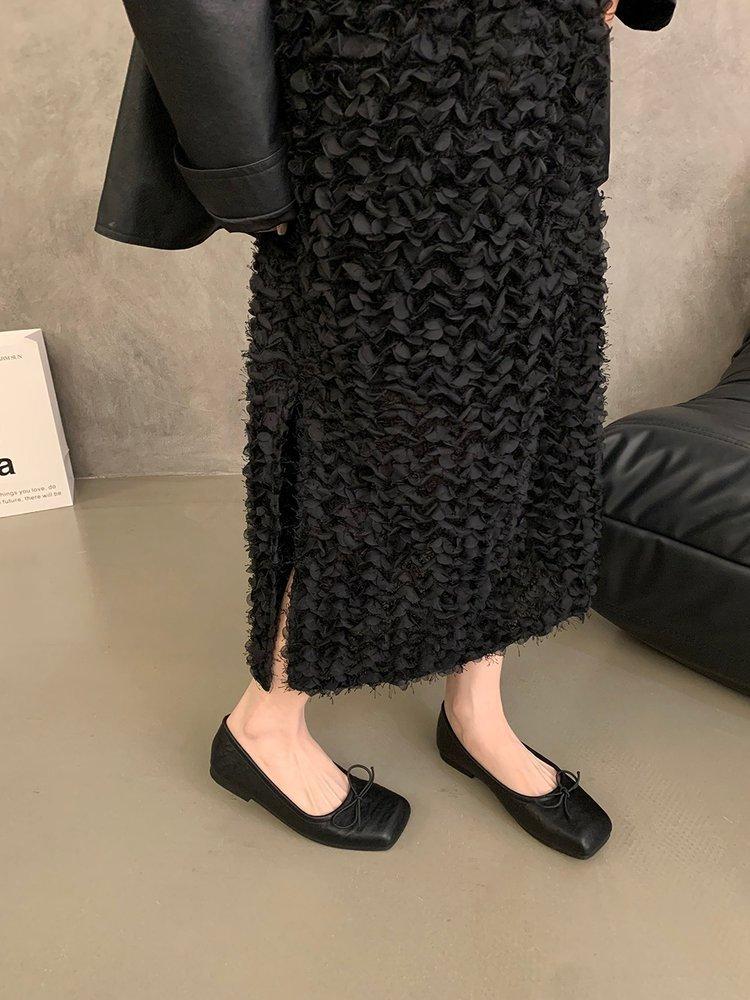 

Туфли-лодочки в стиле ретро с нежным бантом, серебристые женские туфли, французские летние туфли на одной педали, черные балетки 40 чёрный