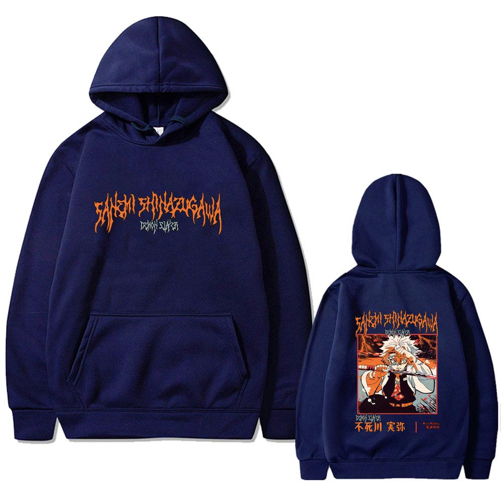 Anime Demon Slayer Shinazugawa Sanemi Graphic Hoodie Men Women High Quality Fleece Hoodies Vintage Hooded Sweatshirt