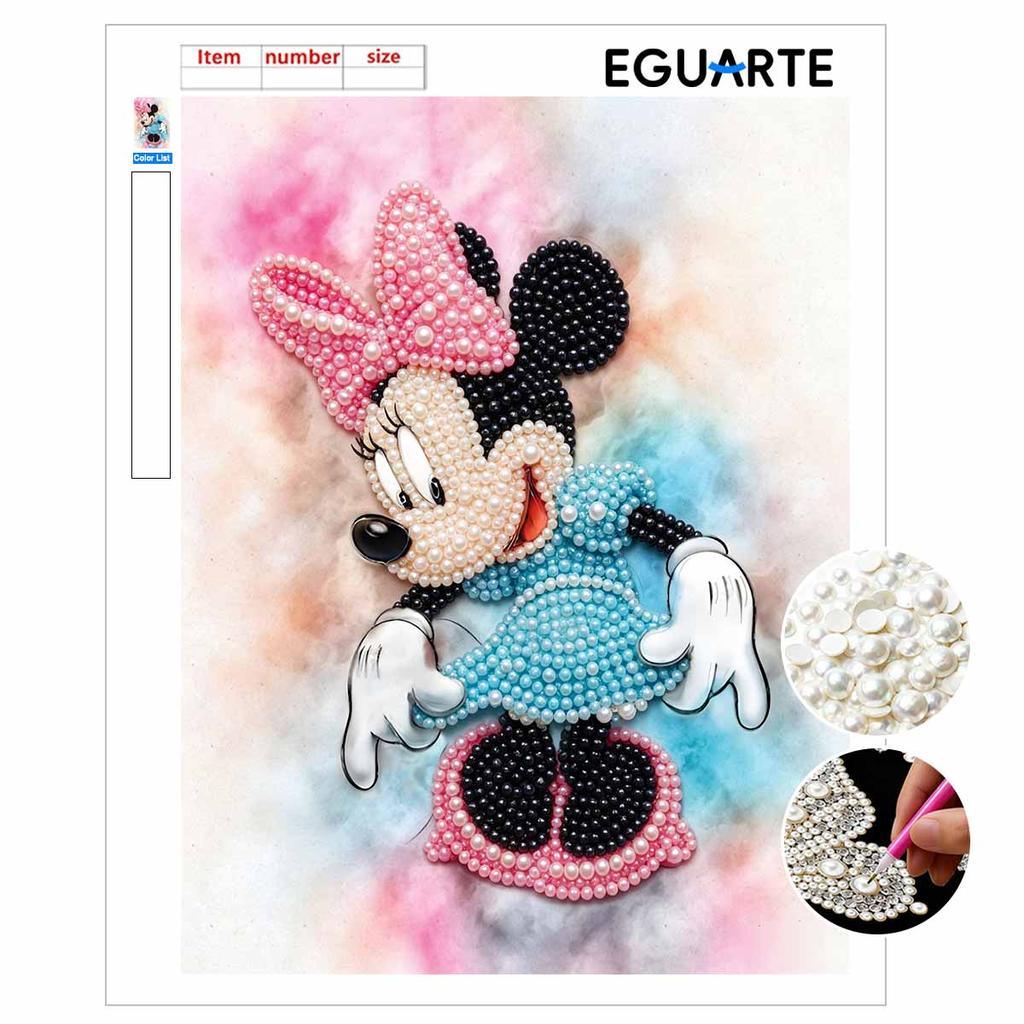 Disney Pearl Art Painting Home Wall Decor Minnie Mouse Pearl Gemstone Painting Picture Crafts Adult/Beginner Gift Creative Home Decor Unframed