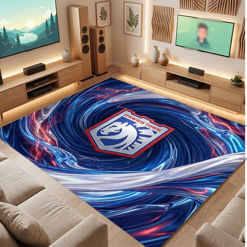 Tappeto in Velluto di Cristallo con Stampa Calcio Ipswich Town, Tappeto da Pavimento Interno Comodo Assorbente d'Acqua Antiscivolo