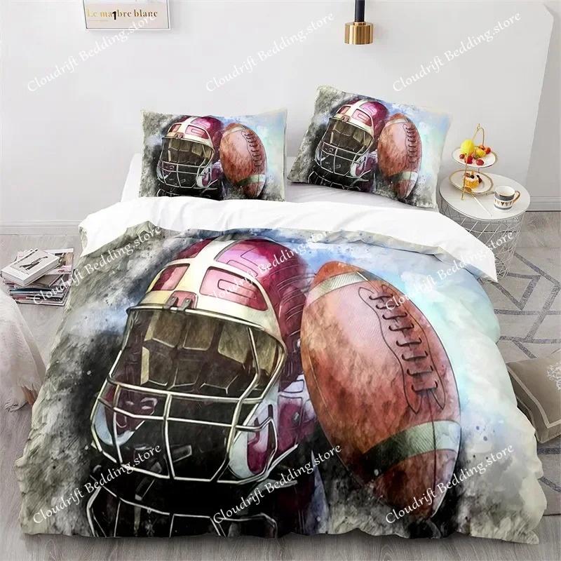 Sport Bettbezug Set American Football Spieler Bettwäsche Set für Jungen Mädchen Kinder Weicher Ballsport Steppdeckenbezug mit Kissenbezügen