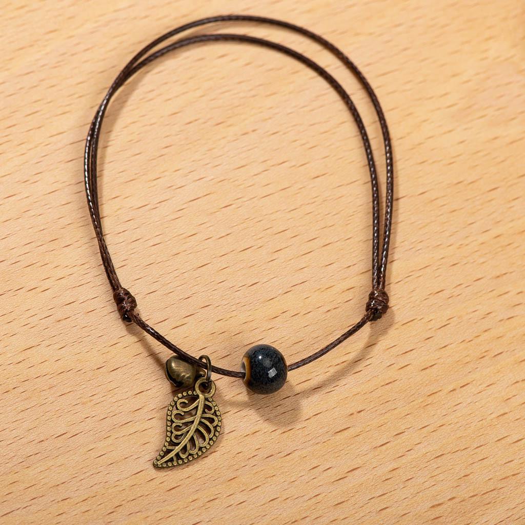 Ethnic Style Ceramic Leaf Anklet for Women - Simple, Fresh Jewelry Gift