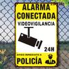 Spanisch ALARMA CONECTADA VIDEOVIGILANCIA H POLICIA Metall Warnschild für Sicherheit Überwachungskamera Vintage Wanddekoration