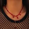 Gothic Halloween Collarbone Chain Red Halloween Choker Fashion Blood Drop Necklace  Girl
