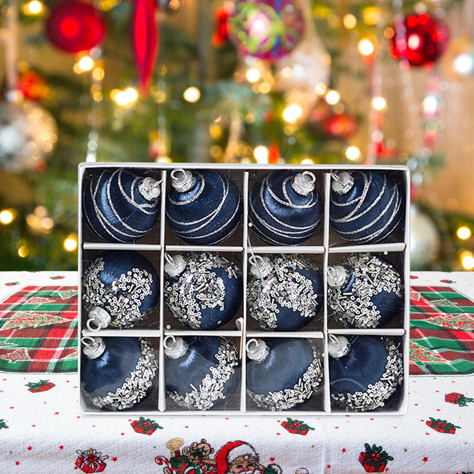 12 штук Рождественские шары Украшения Шары Подвески Украшения для подвешивания на елку Blue