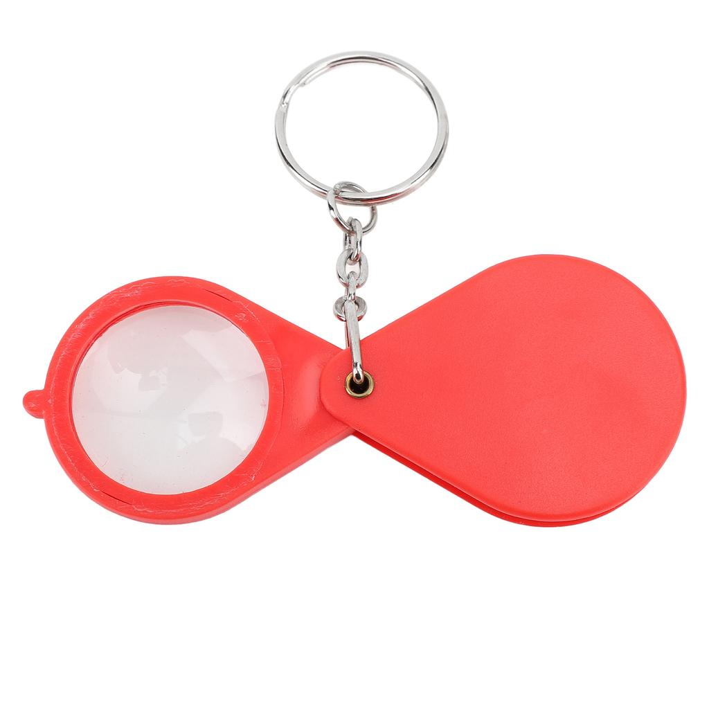 Magnifier Keychain 10X Magnification Foldable Portable Mini Magnifying Glass with Key Ring for Outdoor Reading Red