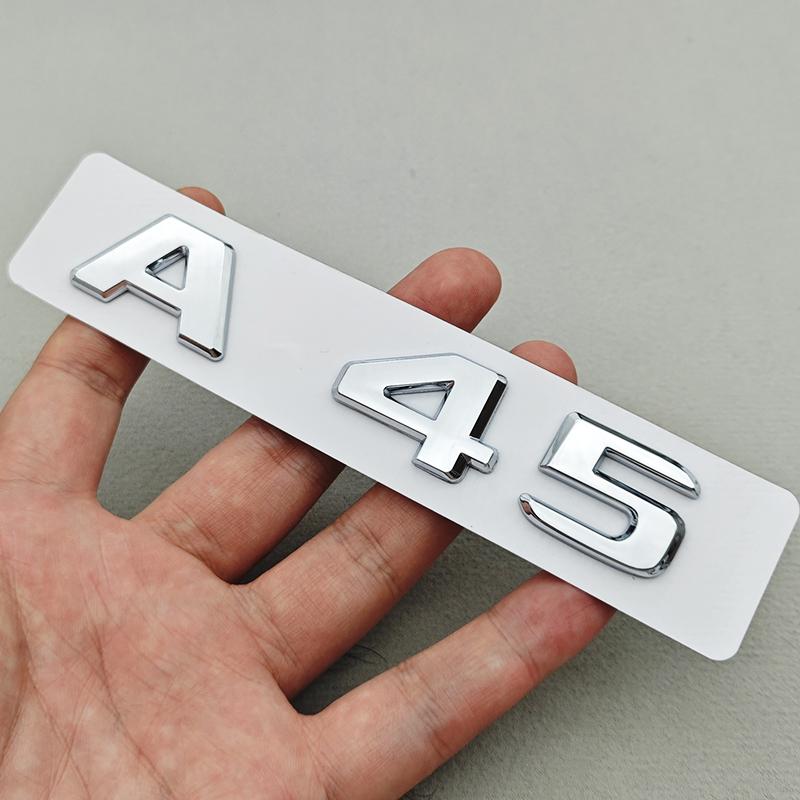 3D ABS Chrome Car Letters Logo A45 A45 S TURBO 4MATIC Stickers Rear Trunk Emblem Badge For Mercedes Benz AMG A45 A45S W177 W176