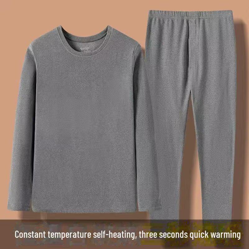 

Мужской комплект термобелья для защиты от холода - двухсторонний немецкий бархат, воротник средней длины, самонагревающийся, для осени и зимы 4XL