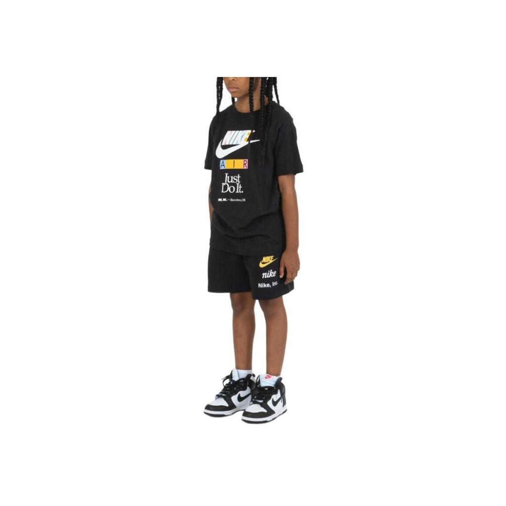 Nike Sportswear Letter Logo Print Round Neck Short Sleeve T-Shirt Kids Tops Black FD0829-010