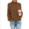 Womens High Neck Knit Sweater Loose Fit Solid Color Oversized Office Casual Winter Pullover