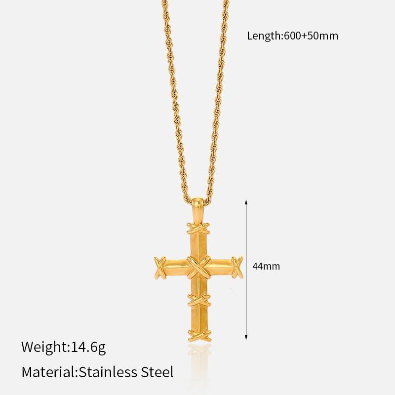 Vintage Minimalist Titanium Steel Cross Necklace Light Luxury Pendant Jewelry for Women Men