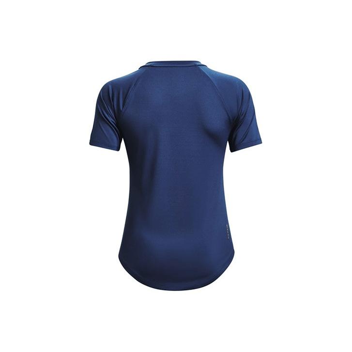 

Under Armour Rush Training Sports Solid Color Slim Fit Comfortable Breathable Round Neck Short Sleeve Raglan T-Shirt Women T-Shirts Blue 1368366-404 XS