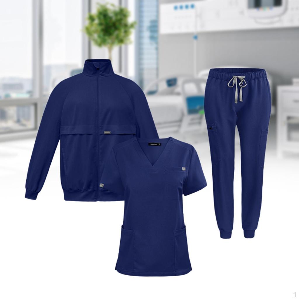 Classic Nursing Scrub Set - Top, Pants, And Jacket for Medical