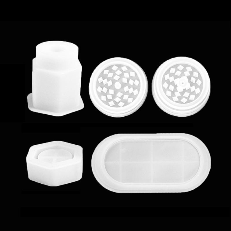 Resin Molds for Large Hexagon Jar and Spice Grinder Mills Grinder Epoxy Casting Silicone Mould for DIY Herb Crusher