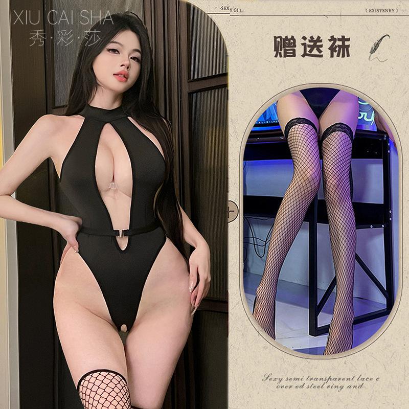 Sexy underwear neck opening temptation onesie backless hollowed out pure desire sexy chest dead library water pajamas