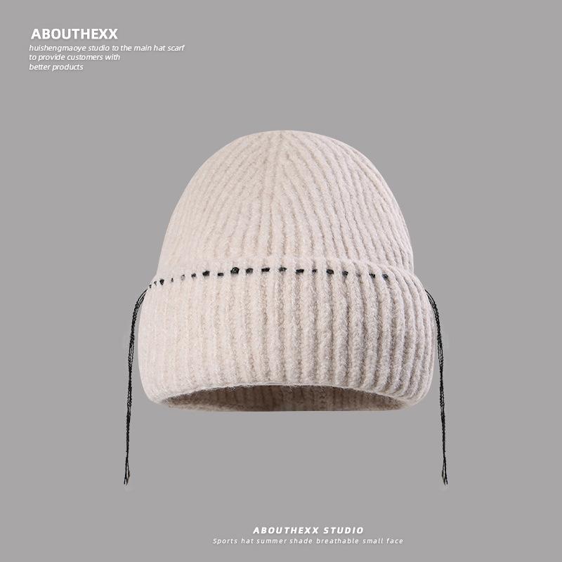 Autumn and Winter Warm Hat for Women New Style Wool Hat Korean Style Versatile Outdoor Headband Knit Hat Cold Hat Men