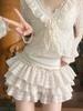 Kawaii Lolita Skjørt Shorts Kvinner Ruffle Patchwork Lagdelt Høy Midje Y2k Balletcore Miniskjørt Sommerfest Klubb
