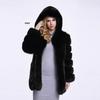 Women's Hooded Faux Fur Coat - Silver Fox Patchwork, High-End Socialite Style, European & American Design.
