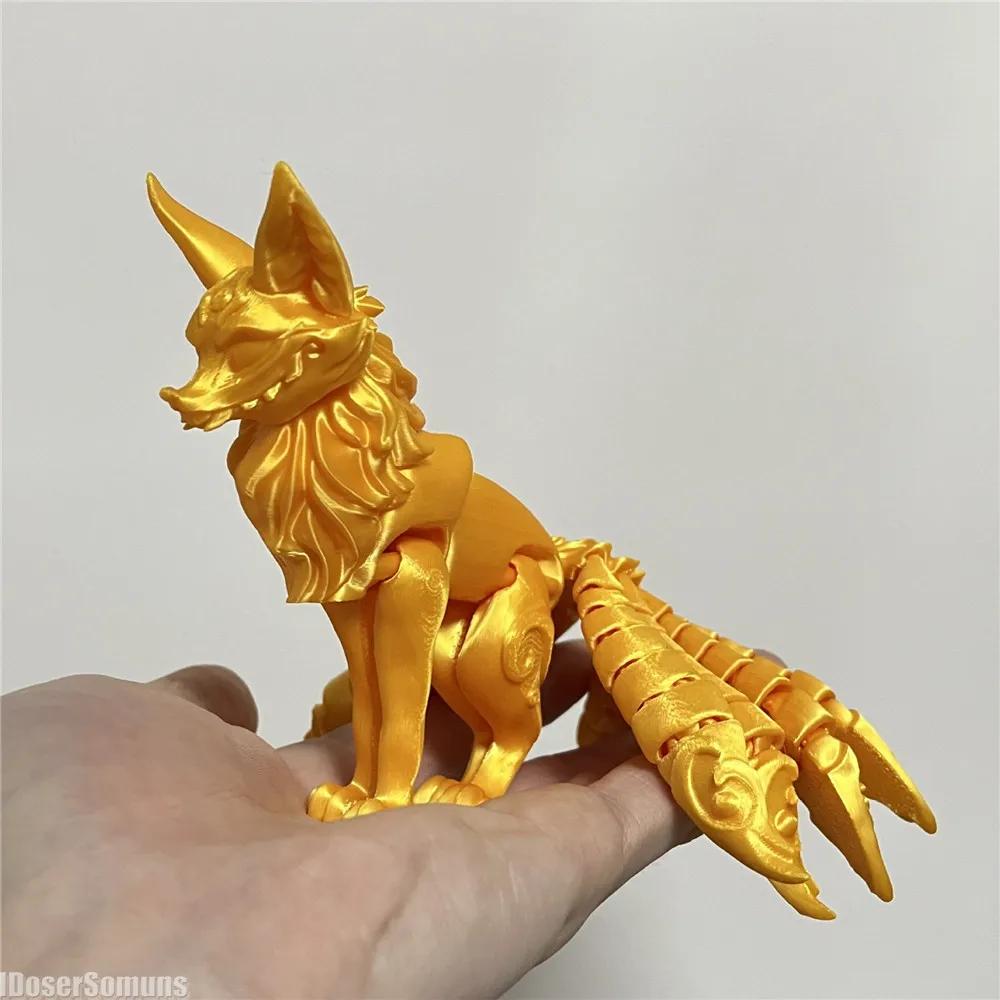 3D Printed Fox Action Figure Fine-Tailed Multi-Jointed Movable Model Articulated Animal Figurine Kids Desktop Decoration Gifts