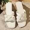 Fashion Flat Slippers 2025 Square Toe Summer Outside Fashion Slip Sandals New Beach French Premium Open Toe