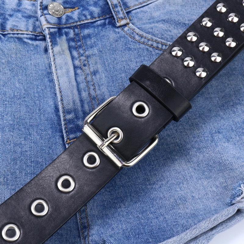 Christmas Gift Waist Belt with Pin Hole Decor Vintage Pu Wide Adjustable Women Waist Seal Cowgirl Belt for Coat