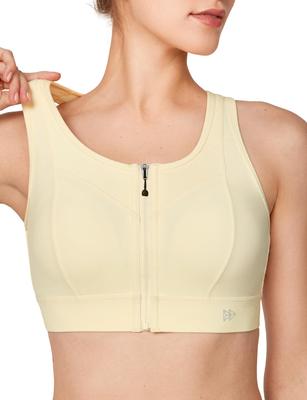 Yvette Sports High Integrated No High XL Yellow Women's Bra, No-Sway, Front-Opening, Support, Racerback, Cup, Wire, Sides, Mesh, Sweat-Wicking,