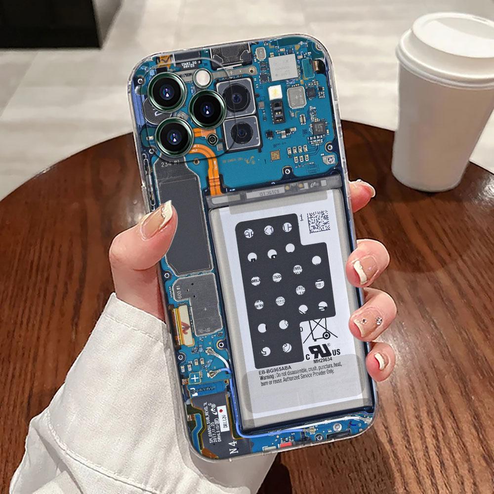 Cassette Music Tapes Circuit Board Camera Case For Apple iPhone 17 16 15 14 13 12 11 Pro Max 16 Plus 16E 17Air 17Pro Phone Cover