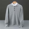 Men's Pure Wool Polo Collar Cardigan: Loose, Button-Up, Business Casual Cashmere Knit Sweater