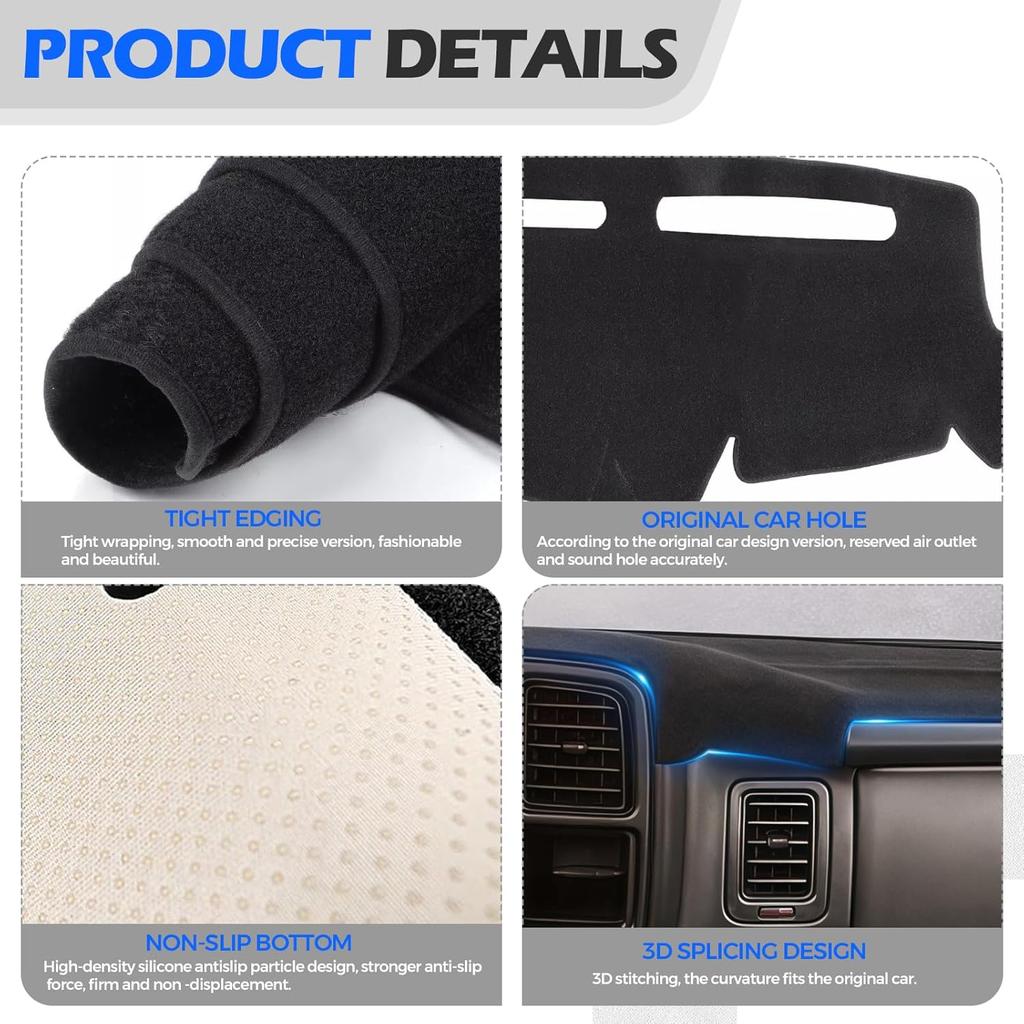 Dashboard Cover Dash Cover Mat Pad Compatible With 1999-2006 GMC Sierra Silverado,For GMC Yukon XL/Suburban Tahoe Avalanche 2000-2006,Black
