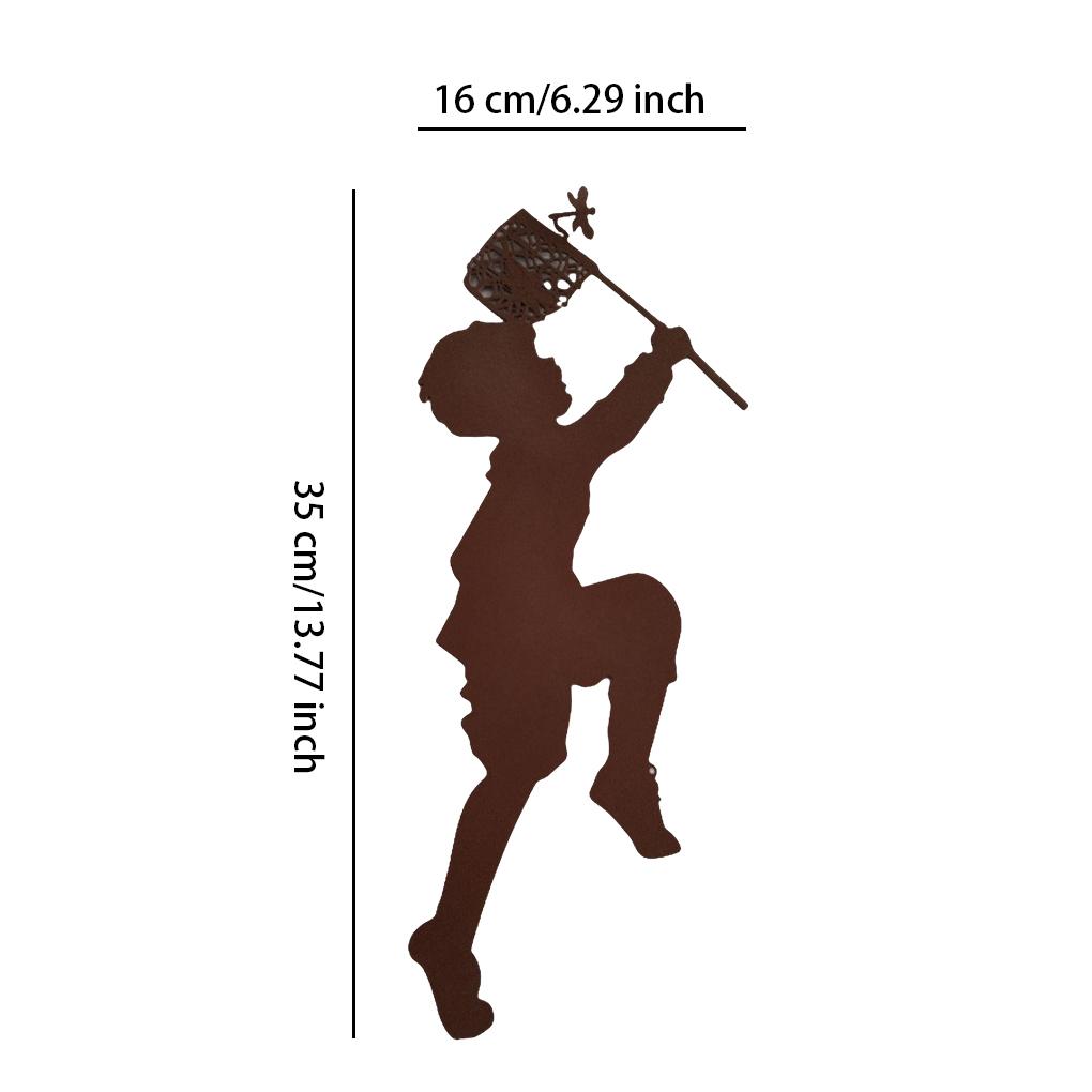 Boy Girl Silhouettes Portable Rustproof Waterproof Garden Silhouette Wear-resistant Metal Stake Decor for Home