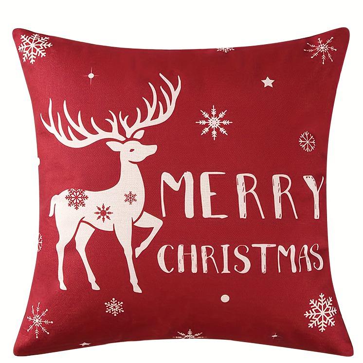 Merry Christmas Decoration Pillow Cover Fawn Christmas Tree Pattern Suitable for Home Room Living Room Sofa Cushion Cover