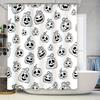 Black White Pumpkin Print Shower Curtain Halloween Decor for Bathroom 72x78 Inches (White)