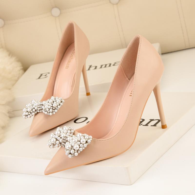 Fashion Women's Shoes High Heels Women 2025 New Wedding Shoes Banquet Shoes Rhinestone Bow Stiletto Heel Sexy Party Single Shoes Pumps