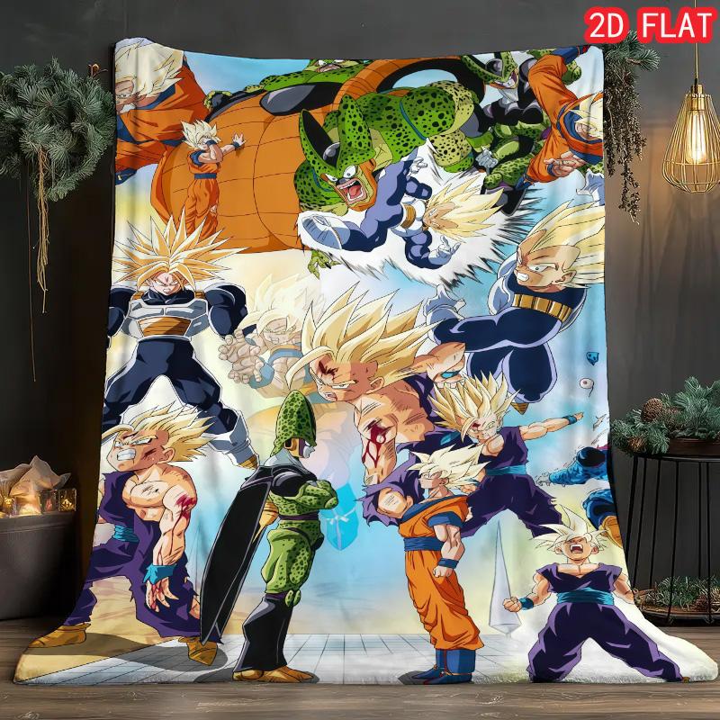 Dragon Ball Multi-purpose Blanket Warm Flannel Throw for Bed Sofa Office Travel Outdoor Use THW
