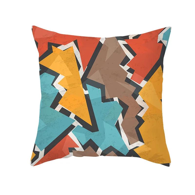 Sofa Office Chair Cushion Cover Luxury Comfortable Flower Pillow Retro Abstract Geometric Printing Pillowcase