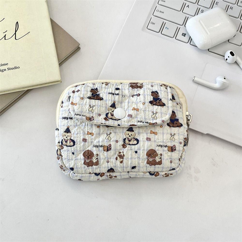 Carto Printing Mini Canvas Coin Purse Korean Style Multifuctial Cute Wallet Card Holder Jewelry Packing Bag