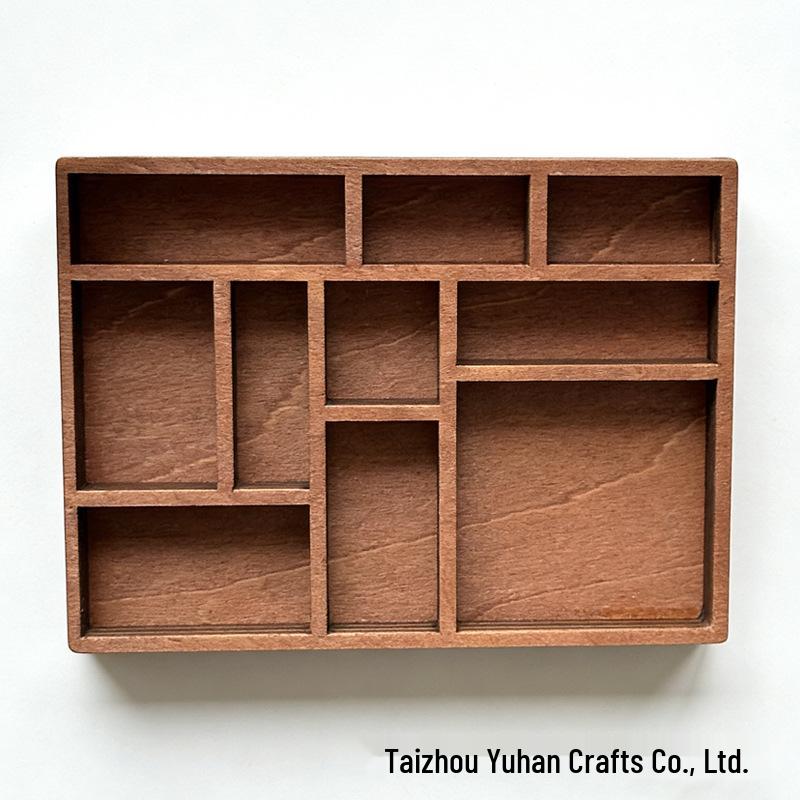 Retro Wood Plaid Box: Miniature Jewelry Stand & Mineral Specimen Storage Display