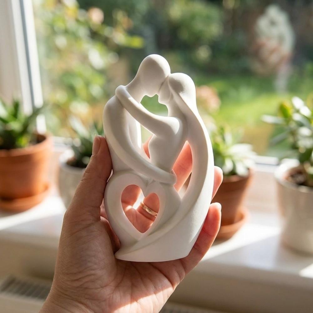 Plastic Hugging Couple Sculpture Romantic Embrace Art Table Statue Wedding Decor