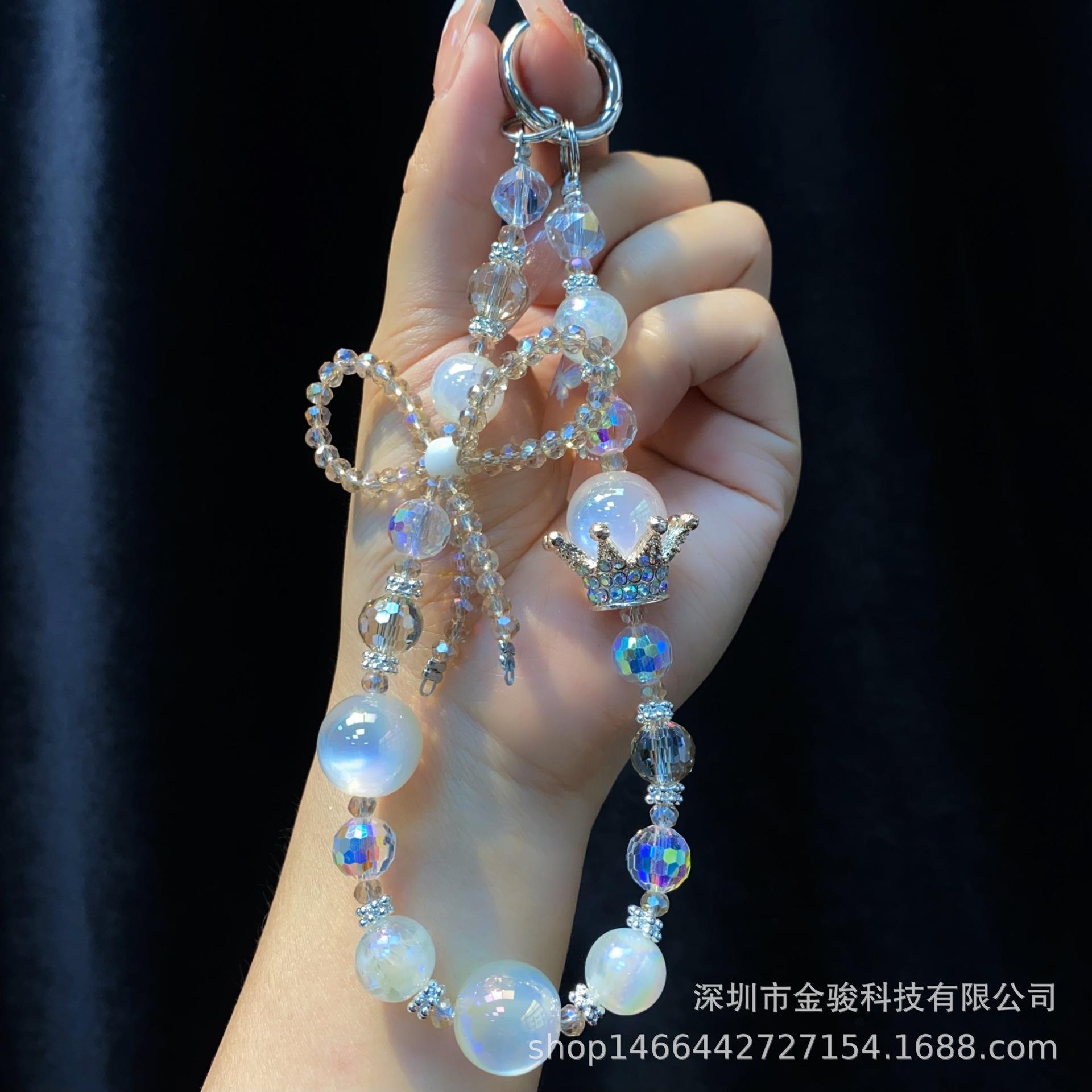 Light Luxury Rhinestone Crown Phone Chain Disco Crystal Chain Beaded Hanging Chain Bowknot Phone Pendant Fashion Chain Rope жёлтый