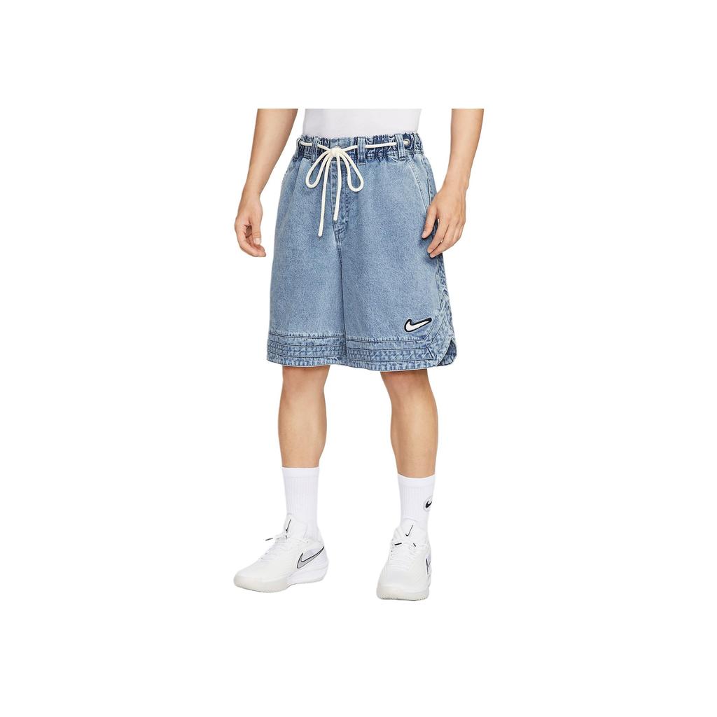 Nike Pantalones cortos vaqueros holgados con encaje de logotipo para hombre Azul Gris HV1914-436