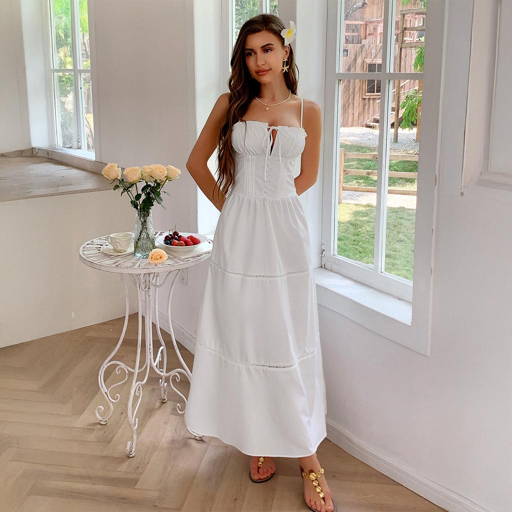 French Elegant Style Suspenders Waist Long Dresses Dresses Women's Spring and Summer