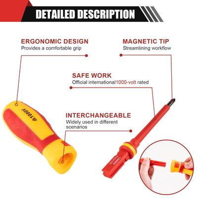 13Pcs Phillips Flathead Insulated Screwdriver Set High Voltage Electrician Tool Kit with Storage Case