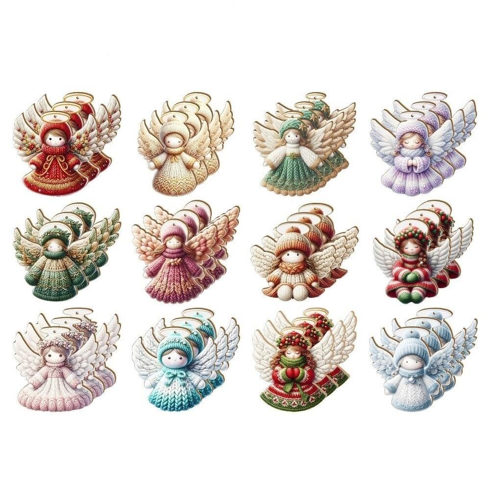 12 pièces Décoration Sapin de Noël Design Coloré Pendentif en Bois en Forme de Fille Décoration de Maison Décoration de Noël Hiver