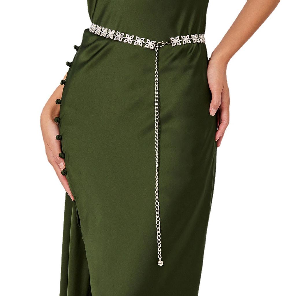 Rhinestone Waist Chain Metal Accessories Belt With Skirt Dress Waist Chain Decoration Thin Belt Tide